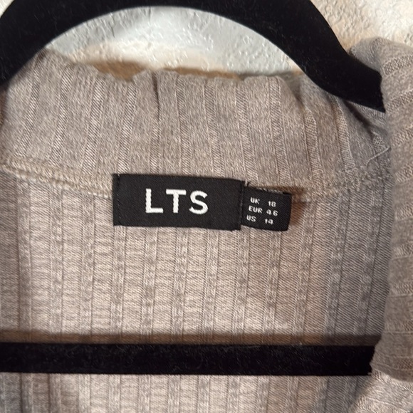 LTS Gray Ribbed Collared MIDI Length Dress Side Slits Size 14 - Picture 2 of 7